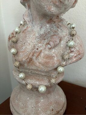 Spring Street Gold-Tone Necklace with Ivory Pearls and Crystal Spheres